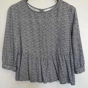 Black and white, Mid Sleeve, Floral print  Blouse Size S- Women